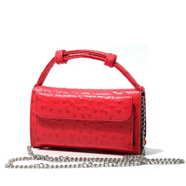 

fashion women day clutch real cow leather shoulder cross-body bag ostrich pattern genuine leather chain female handbags bolso