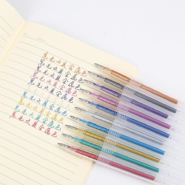 

10-color gel pen 0.6mm writing diary painting graffiti hand account diy greeting card p album metallic flash pen 17010, Black;red