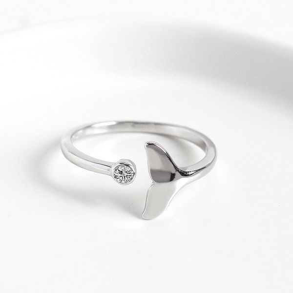 

flyleaf mermaid tail real 925 sterling silver rings for women fashion fine jewelry cubic zirconia open ring wholesale lots bulk