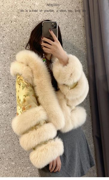 

new natural furs jackets woman real fur coat for women's genuine fur overcoat gift for girls, Black