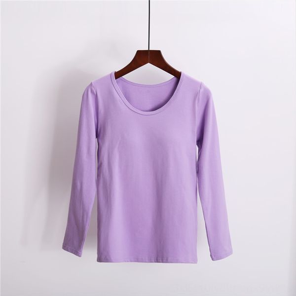 

чистый хлопок с груди колодки с длинным рукавом футболка bra-t cup один йоги спортивного белья бюстгальтер футболки пижамы свободного основа, White