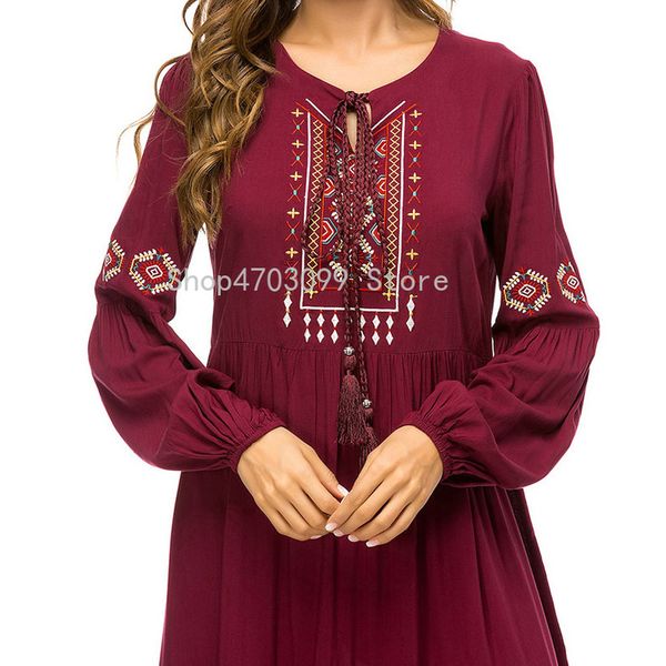 

abaya qatar uae turkish islamic malaysia ruffle pleated muslim hijab dress abayas for women robe musulmane kaftan dubai clothing, Red