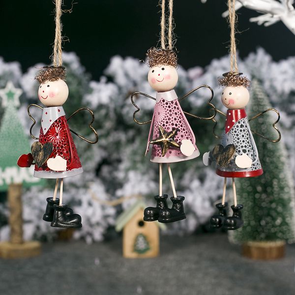 

cute angel doll girl ski pendant christmas tree decorations for home wooden christmas tree ornaments xmas gift for kids 2020 new