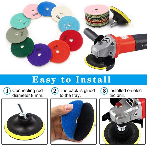 

new 4 inch diamond polishing pads set wet/dry polishing kit for granite stone concrete marble floor grinder or polisher (12 pack