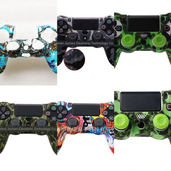 

dfq6s protective grip case skin + sticks analog silicone for sony ps3 controller caps cover for ps2 ps3 ps4 gamepad camouflage