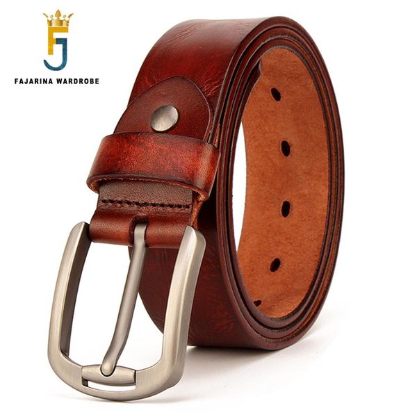 

fajarina men's retro 3.8cm width belt fashion styles genuine leather men black pin buckle belts for men n17fj786, Black;brown