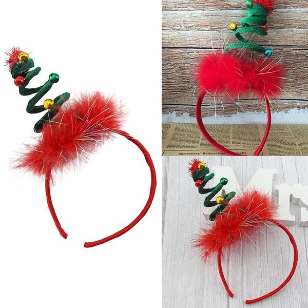 

2 colors christmas feather hair band headhoop xmas hair hoop spiral spring headdress party favors p props for kids a35