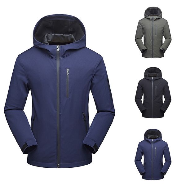 

drop shipping shujin 2019 men's soft shell outdoor leisure zipper waterproof breathable elastic large size jacket, Tan;black