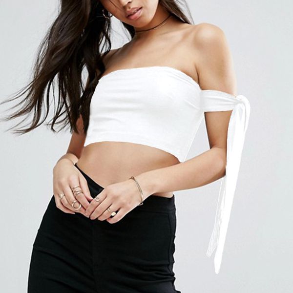 

black tank women casual laced up sleeveless bustiers short crop summer beach solid color party bodycon camis, White
