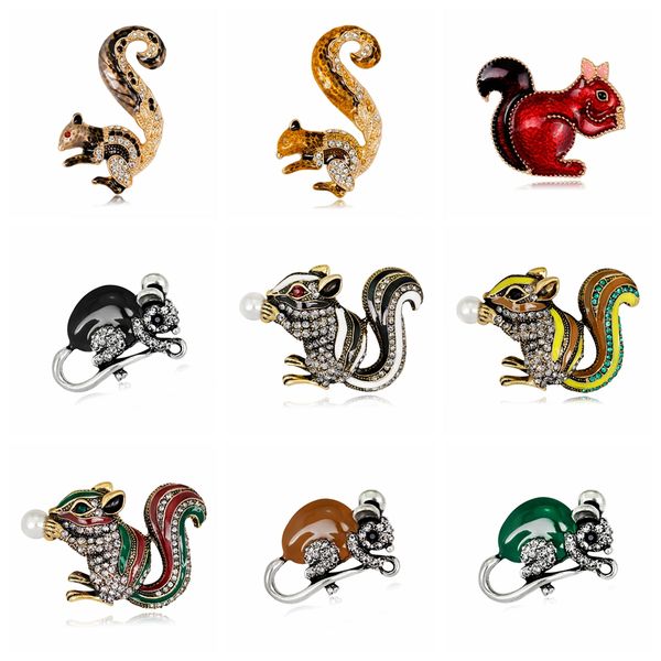 

enamel rhinestones animal squirrel brooch pins for women fashion dropshipping gifts for women, Gray