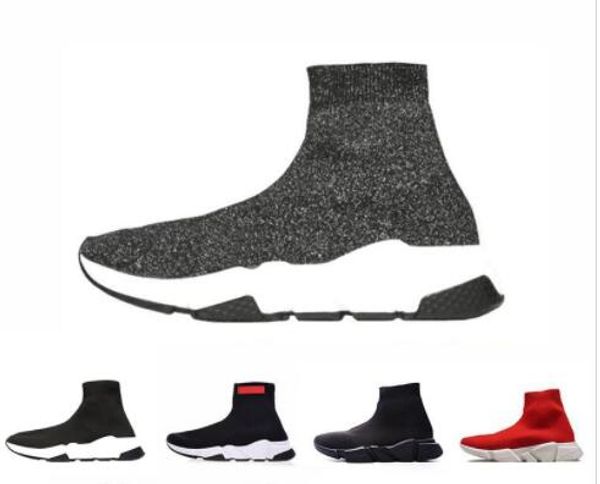 

2018 luxury sock shoe speed knitted trainers casual sneakers speed trainer sock race fashion black shoes men women sports shoes all red