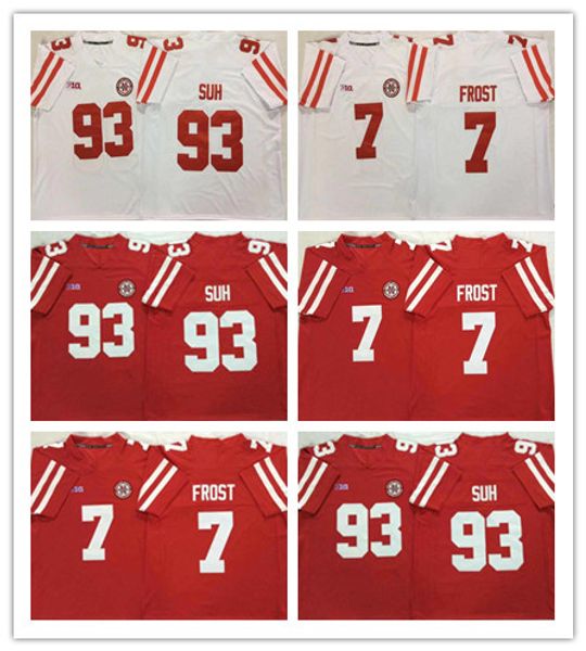 New NCAA 7 maglia Scott Frost Nebraska Cornhuskers 93 Ndamukong Suh maglia da calcio uomo bianco rosso 100% cucita vendita calda