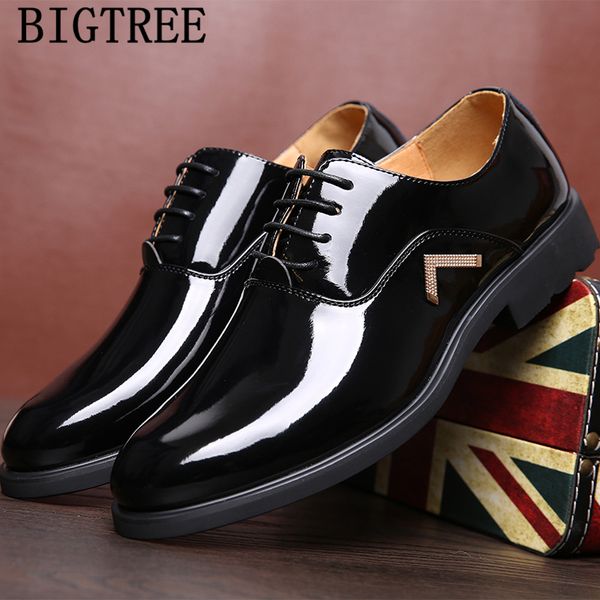 

men's dress shoes elevator shoes for men patent leather suit wedding men zapatos formales para hombre coiffeur ayakkabi, Black