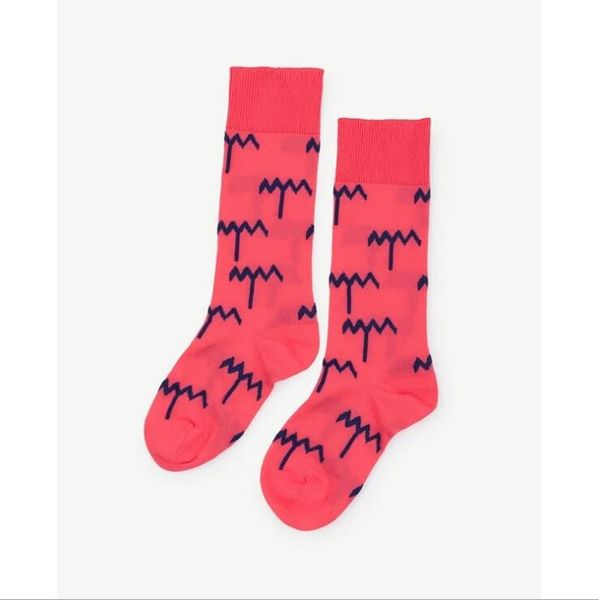 

new 2019 sport socks children print boys girls cotton spring summer student kids tube socks 3 pairs pack, Pink;yellow