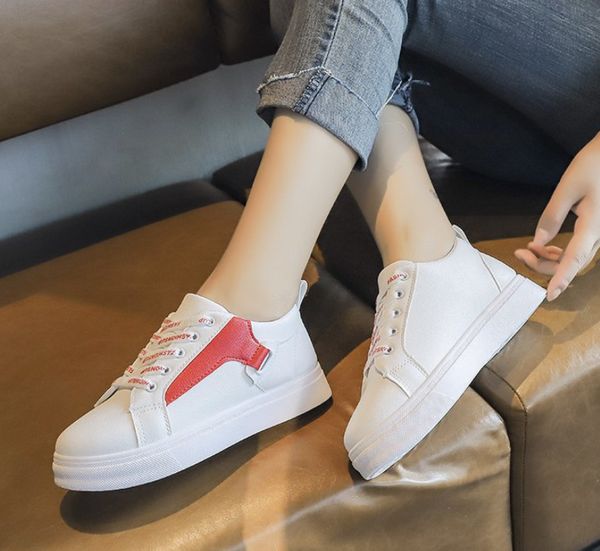 

autumn woman shoes fashion new woman pu leather shoes ladies breathable flats casual white sneakers, Black