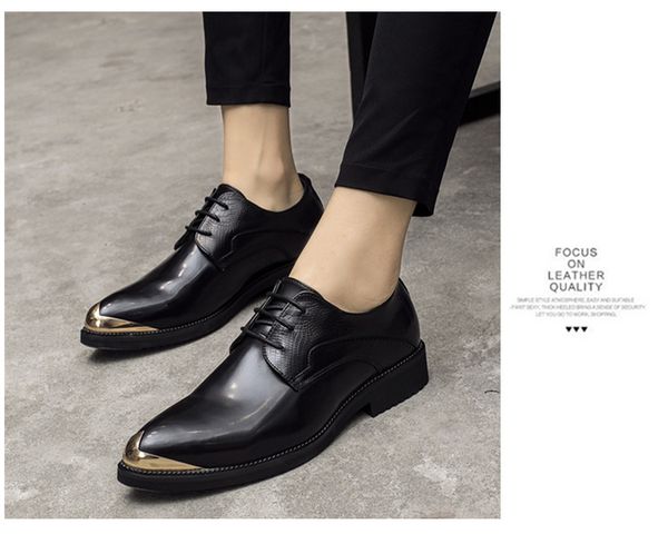 

new genuine leather fashion men business shoes oxfords breathable formal british style wild increased leather shoes, Black