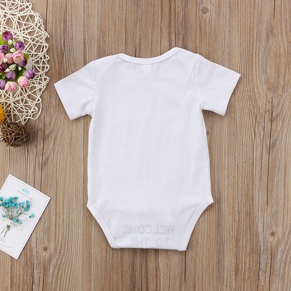 

2018 summer newborn baby boy girl carton clothes short sleeve print cotton bodysuit jumpsuit outfits clothes 0-24m, White