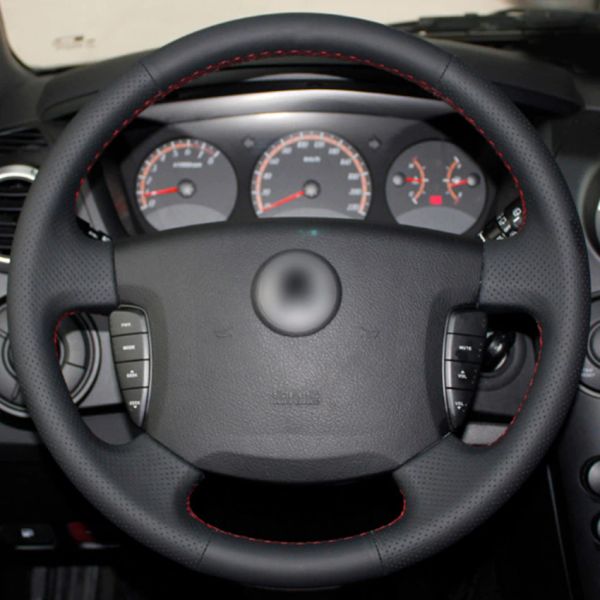 

black synthetic leather car steering wheel cover for ssangyong actyon kyron