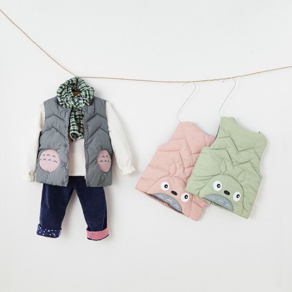 

2019 new cartoon children's down cotton vest small and medium boys and girls infant down cotton vest children's wear, Blue