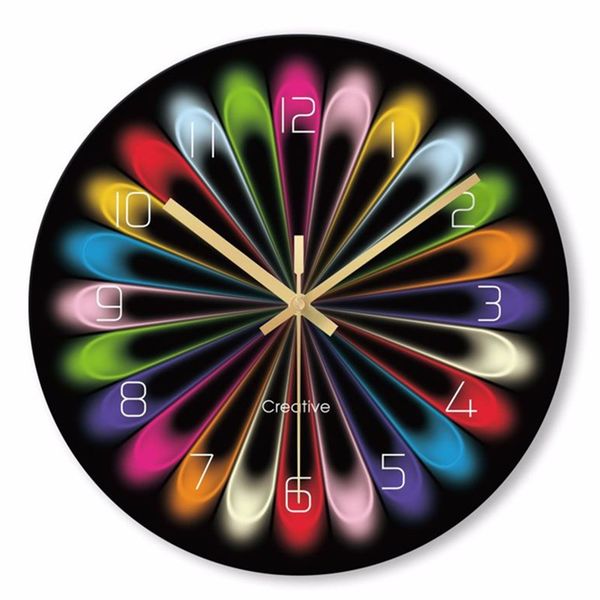 

fashion quiet wall clock tempered glass wall watch clock modern design living room single face clocks 3d saat without battery