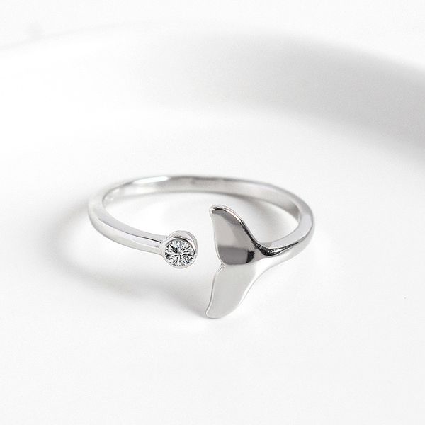 

flyleaf mermaid tail real 925 sterling silver rings for women fashion fine jewelry cubic zirconia open ring wholesale lots bulk, Golden;silver