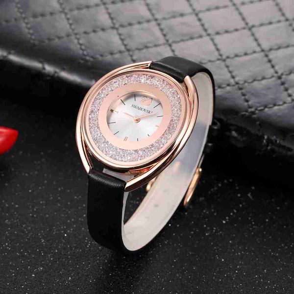 

лебедь марка мода стиль женские часы женщины благородный часы с бриллиантом циферблат повседневная розовое золото кожа роскошные часы женски, Slivery;brown