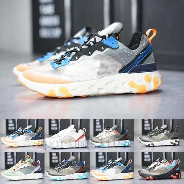 

2019 react element 87 volt 55 game royal taped seams running shoes for women men 55s blue chill trainer 87s sail sports sneakers eyd-f1
