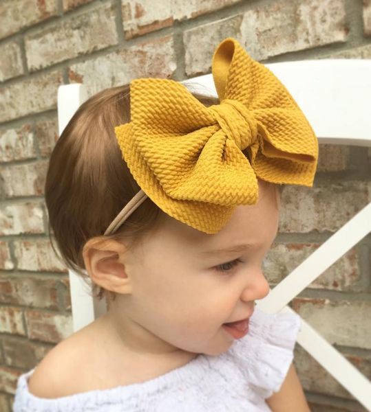 

kids big bow headbands double layer 6inch bows girls turban head wraps kids knot nylon hairband diy hair accessories, Slivery;white