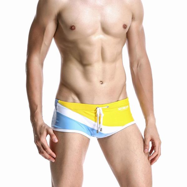 

new swimwear men mens swim trunks patchwork swimming briefs short beachwear board low waist bathing suit sea surf swimsuit