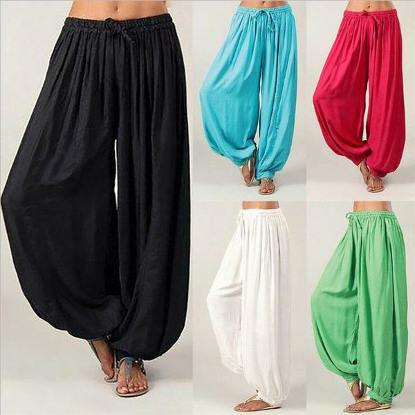 

summer new fashion womens elastic loose casual modal cotton soft dance harem mid waist pants wholesale w3, Black;white