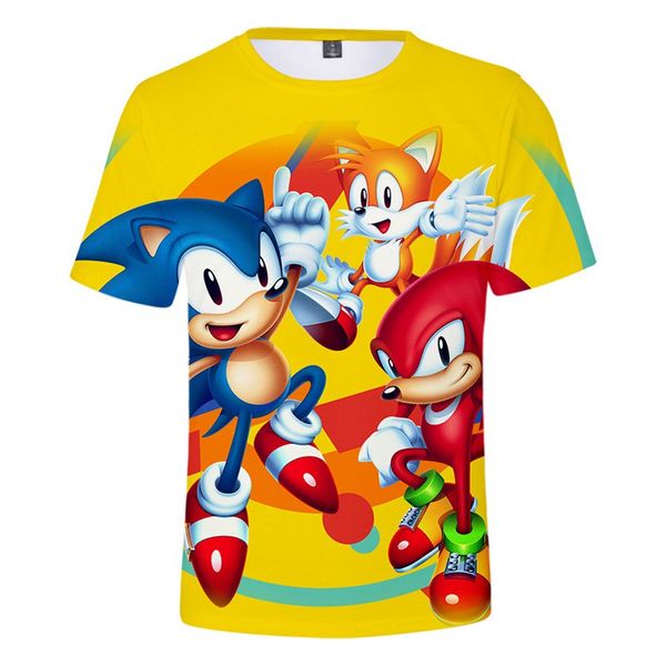 

2019 children clothes summer short tee anime sonic 3d cartoon printed t shirt for boys girls popular kids boy tshirt hip hop style k1291, White;black
