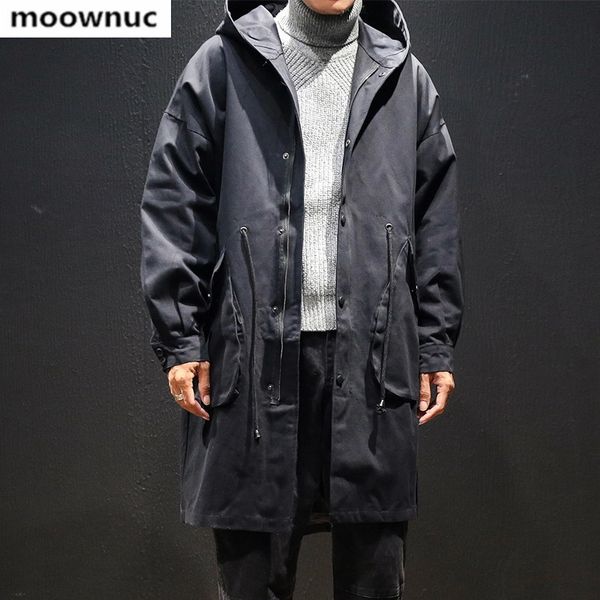 

2019 new arrivals autumn men's casual trench coat hooded windbreakers male jackets men cotton coat size -5xl, Tan;black