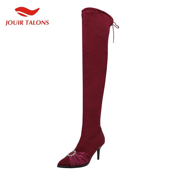 

plus size 48 thin high heels boots woman shoes party shoes women over the knee boots female, Black