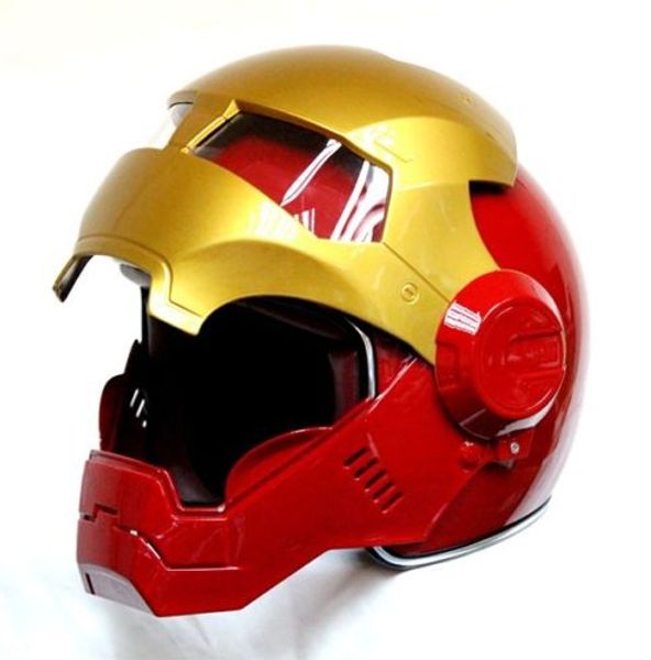 

masei bike scooter moto red golden classic iron man helmet motorcycle helmet half open face casque motocross