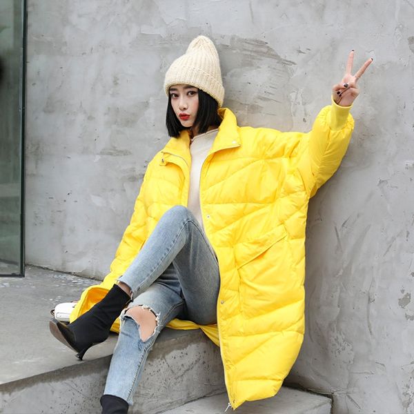 

women winter down coat plus size slim-look, Black