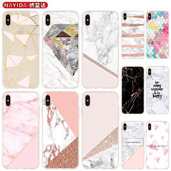 

soft phone case for iphone 11 pro x xr xs max 8 7 6 6s 6plus 5s s10 s11 note 10 plus huawei p30 xiaomi cover chic pink marble pretty