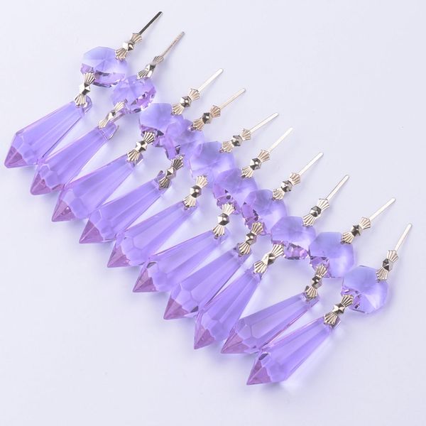 

20pcs k9 clear crystal glass chandelier prisms pendant beads rainbow maker hanging suncatcher lighting decoration (38mm, purple
