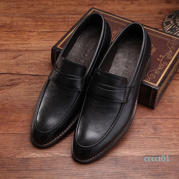 

fashion2019 man 33801 casual shoes head layer cowhide bottom soft noodles set foot dawdler shoe ct01, Black