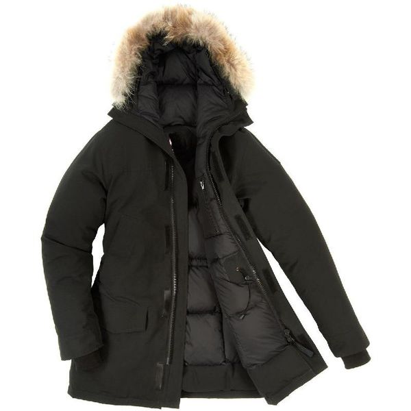 

brand men's parka down jacket parka winter warm thick down coats hooded fur collar downjackets, Black