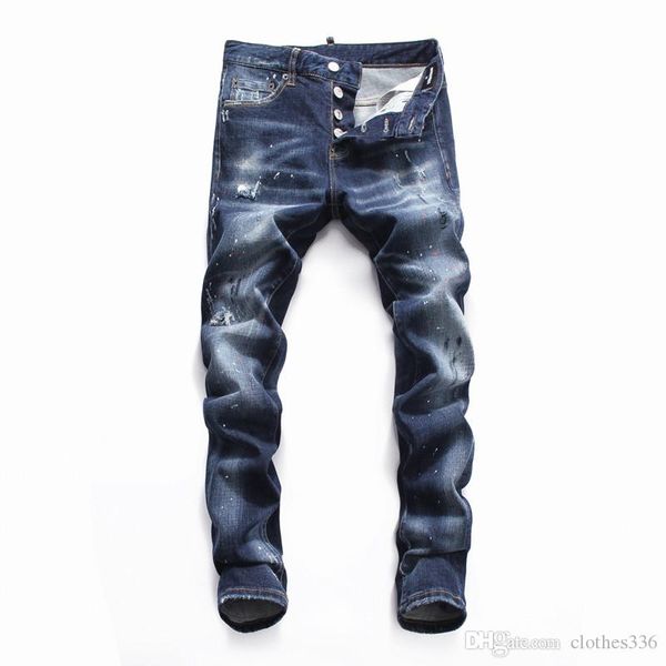 

2020 новое прибытие высочайшее качество отруби dmen s дизайнерские джинсы denim джинсы вышивка брюки мода дыры черные джинсы италия размер a, Blue
