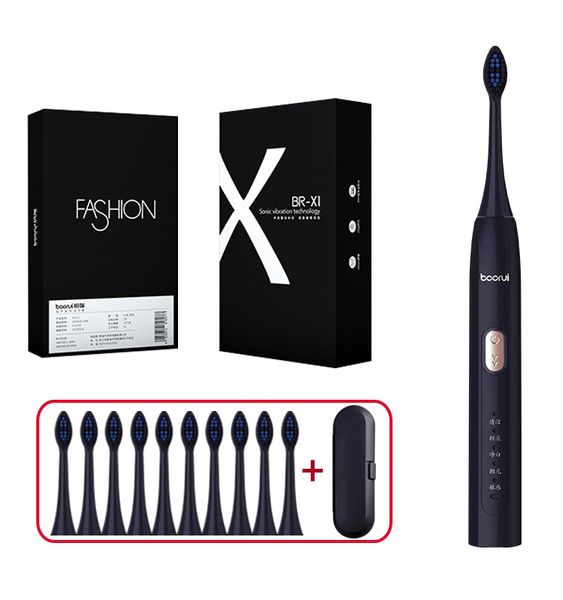 

br-x1 electric toothbrush sonic wave rechargeable 10 toothbrush head replaceable whitening healthy gift