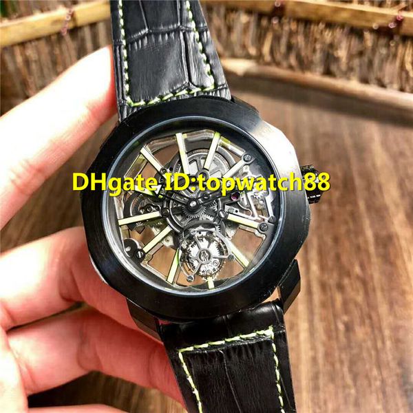 

2019 Лучшие дизайнерские часы Швейцарский автоматический турбийон Sapphire Crystal Skeleton Di