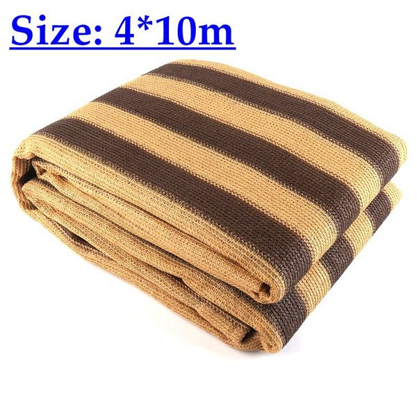 

shade 4x10m brown yellow stripe sun net no smell outdoor garden camping canopy beach sunshade flower shelter summer cooling