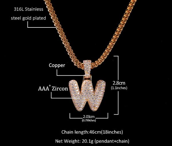 

hip-hop new copper-inlaid zircon solid letter pendant accessories fashion designer simple creative english letter men's necklace jewelr, Silver