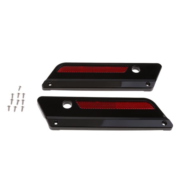 

black saddlebag latch covers + red reflectors for harley road glide 93-13