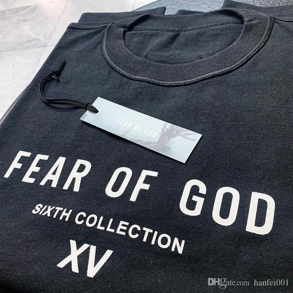 

19ss страх god fog шестой сбор xv tee футболка мода tee simple street скейтборд дышащая случайные короткие рукава tee hfymtx515, White;black