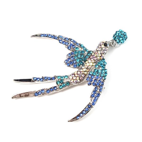 

new style elegant swallow full of crystals painting oil brooch creative versatile animal breastpin decorations, Gray