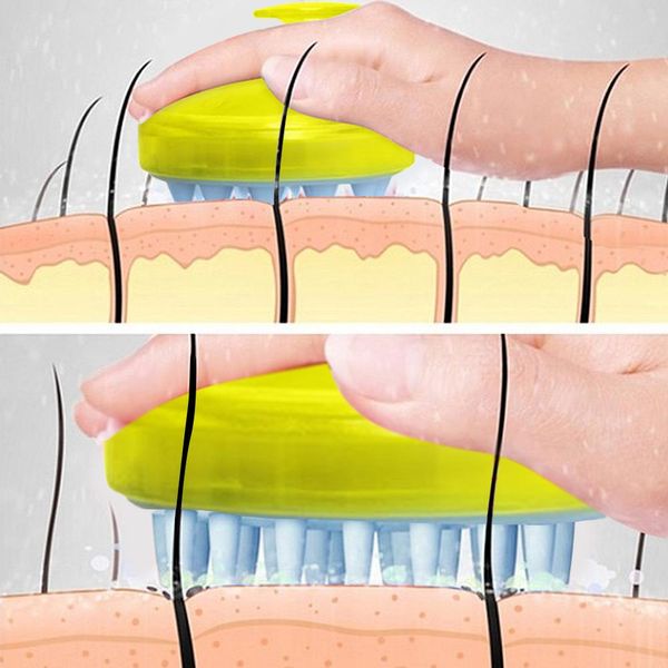 

drop ship 1pc soft hair washing brush escova de cabelo silicone shampoo brush wide tooth comb head body scalp massage comb, Silver
