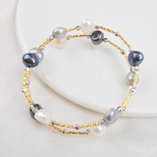 

ashiqi real пресного baroque pearl браслеты браслеты для женщин ювелирных изделий подарка, Golden;silver