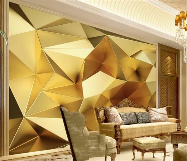 

пользовательские обои 3d luxury gold геометрическая polygon 3d стерео европейский гостиная спальня фоне стены обои
